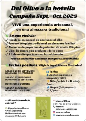 Del Olivo a la botella Campaña Sept.-Oct.2025